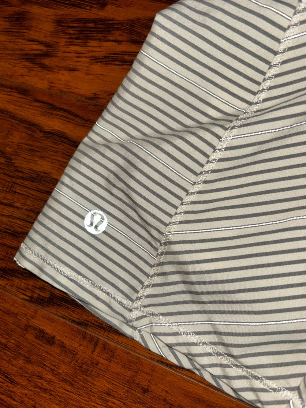 Lululemon Fast Cat Skirt Built-in Shorts Grey White Stripe Pleated Tennis Skort